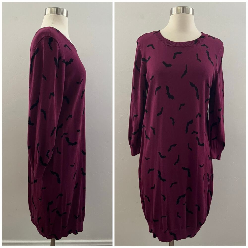 ModCloth XL Knit The Mark Sweater Dress in Bats Halloween October Witchy Spooky - Picture 10 of 12
